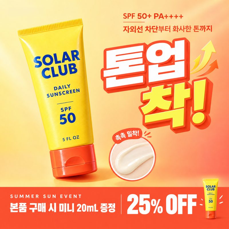 전환 목적 광고 예시 — 25% 할인과 증정 혜택을 강조한 선크림 광고